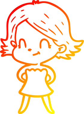 Bir insan tarafından çizilmiş, karikatür dostu bir kız çizimi.