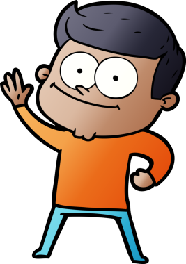 Bir insan tarafından çizilmiş mutlu bir adam.