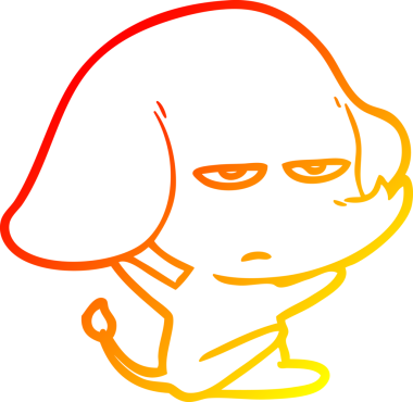 Bir insan tarafından çizilmiş kızgın bir fil çizimi.