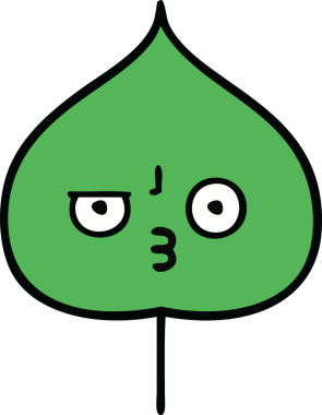 Bir insan tarafından çizilmiş dışavurumsal yaprağın sevimli karikatürü.