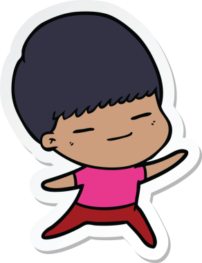 Bir insan tarafından çizilmiş kendini beğenmiş bir çocuğun çıkartması.