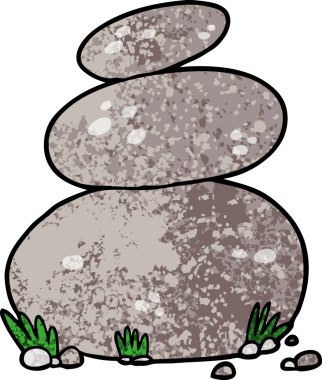 bir insan tarafından çizilmiş büyük istiflenmiş taşlar.