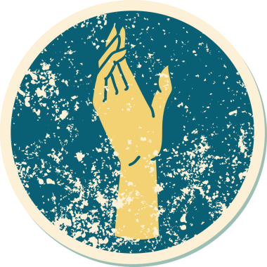 Bir insan tarafından çizilmiş sembolik dövmeli bir el resmi