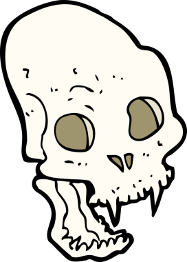 Bir insan tarafından çizilmiş ürkütücü vampir kafatası.