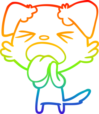 Gökkuşağı gradyan çizgi çizimi bir insan tarafından çizilmiş iğrenç bir köpek.