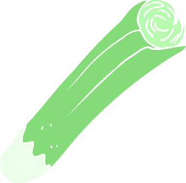 Bir insan tarafından çizilen pırasanın düz renk çizimi