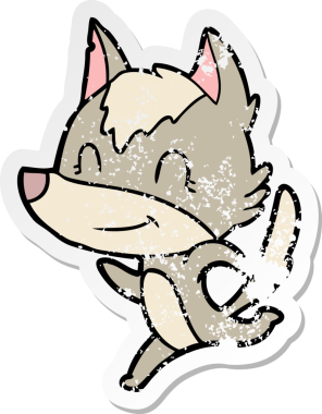 Bir insan tarafından çizilmiş dost canlısı bir kurdun sıkıntılı çıkartması.