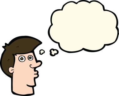 Bir insan tarafından çizilmiş düşünce baloncuğu olan kafası karışmış bir adam.