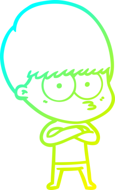 Bir insan tarafından çizilmiş gergin bir çizgi film çocuğu çizimi.