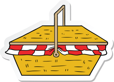 Bir insan tarafından çizilmiş bir piknik sepetinin çıkartması.