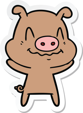 Bir insan tarafından çizilmiş sinirli bir domuzun çıkartması.