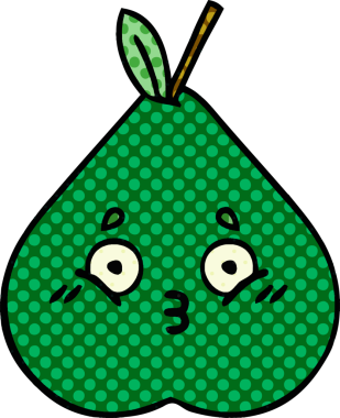 bir insan tarafından çizilmiş bir armut karikatürü.
