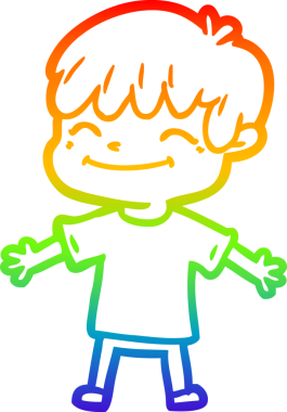 gökkuşağı gradyan çizgi çizimi bir insan tarafından çizilmiş mutlu bir çocuk