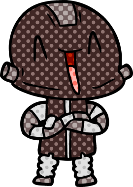 Bir insan tarafından çizilmiş çizgi film robotu