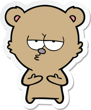 Bir insan tarafından çizilmiş sıkılmış bir ayı çizgi filminin çıkartması.