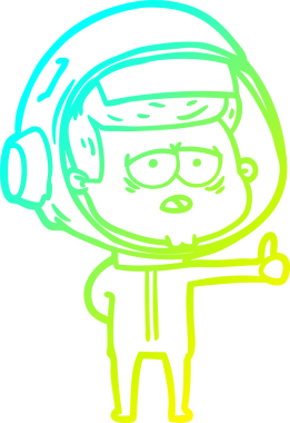 Bir insan tarafından çizilmiş soğuk gradyan çizgi çizimi yorgun astronot