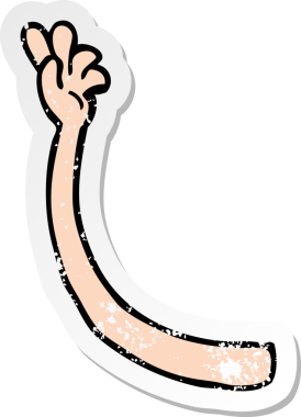 Bir insan tarafından çizilmiş karikatür kolunun gerilimli çıkartması.