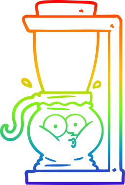 Bir insan tarafından çizilmiş çizgi film filtresi kahve makinesinin gradyan çizimi.