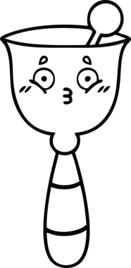 Bir insan tarafından çizilmiş okul çanının çizgi çizimi.