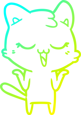 Bir insan tarafından çizilen çizgi film kedisinin soğuk gradyan çizgisi.