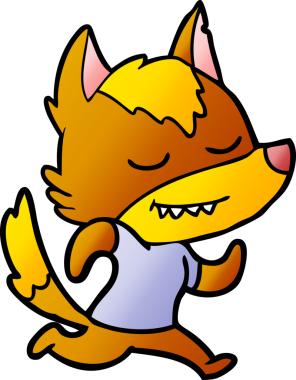 Bir insan tarafından çizilmiş tilki çizgi film karakteri