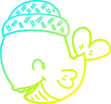 Bir insanın çizdiği şapkayı takan bir balinanın çizimi.