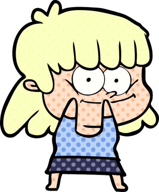 Bir insan tarafından çizilmiş gülümseyen bir kadın.