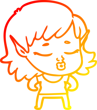 Bir insan tarafından çizilmiş güzel bir elf kızı çizimi.