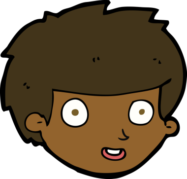 Bir insan tarafından çizilmiş mutlu çocuk yüzü.