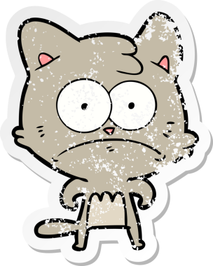 Bir insan tarafından çizilmiş gergin bir kedinin sıkıntılı çıkartması.