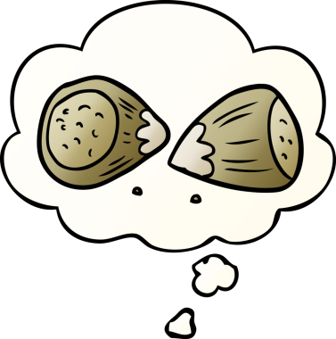 Düşünce baloncuklu çizgi film fındıkları bir insan tarafından çizilmiş düzgün eğimli bir şekil.