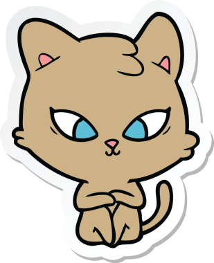 Bir insan tarafından çizilmiş şirin bir çizgi film kedisinin çıkartması.