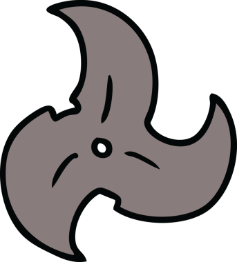 Bir insan tarafından çizilmiş tek bir ninja yıldızının el çizimi karalaması.