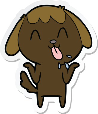 Bir insan tarafından çizilmiş şirin bir köpeğin çıkartması.