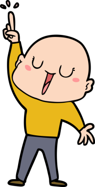 Bir insan tarafından çizilmiş mutlu, kel adam.