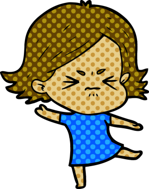 Bir insan tarafından çizilmiş kızgın bir kız.