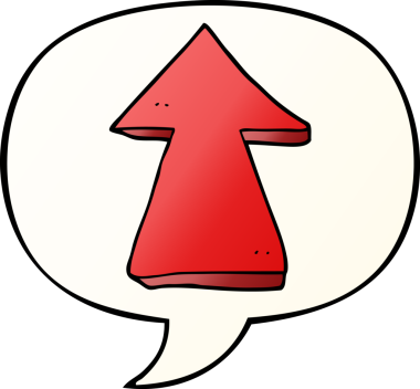 bir insan tarafından çizilmiş düzgün eğimli konuşma baloncuğu ile ok gösteren çizgi film