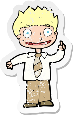 İnsan tarafından çizilmiş bir fikri olan karikatürcü bir adamın gerilimli çıkartması.