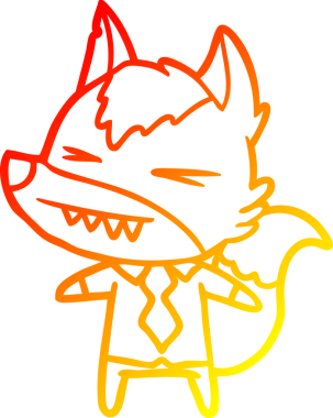 Bir insan tarafından çizilmiş kızgın bir kurt patronunun sıcak çizgi çizimi.