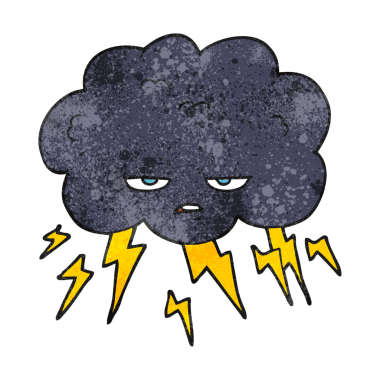 Bir insan tarafından çizilmiş el yazısı desenli gökgürültüsü bulutu.