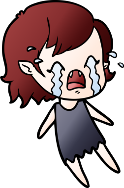 Bir insan tarafından çizilmiş ağlayan vampir kız çizgi filmi.