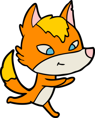 Bir insan tarafından çizilmiş tilki çizgi film karakteri