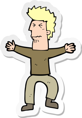 Çizgi filmin çıkartması bir insan tarafından çizilmiş stresli bir adam.