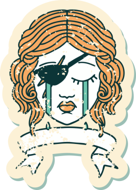 Retro Dövme Tarzı Ağlayan İnsan Haydut Bir insan tarafından çizilmiş pankartıyla