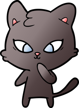 Bir insan tarafından çizilmiş sevimli çizgi film kedisi.