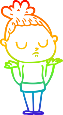 Gökkuşağı gradyan çizgi çizimi bir insan tarafından çizilmiş sakin bir kadın