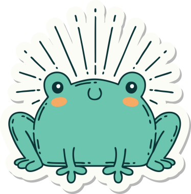 Bir insan tarafından çizilmiş mutlu kurbağa dövmesi stili.