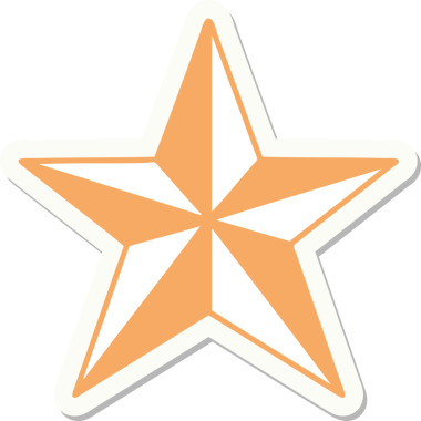 Bir insan tarafından çizilmiş geleneksel bir yıldız stiliyle dövme çıkartması.