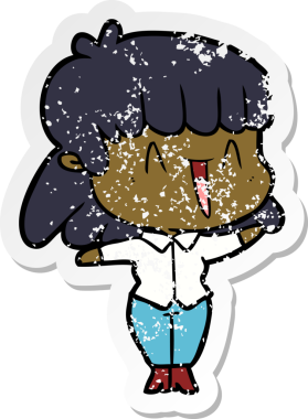 Bir insan tarafından çizilmiş karikatür bir kadının sıkıntılı çıkartması.