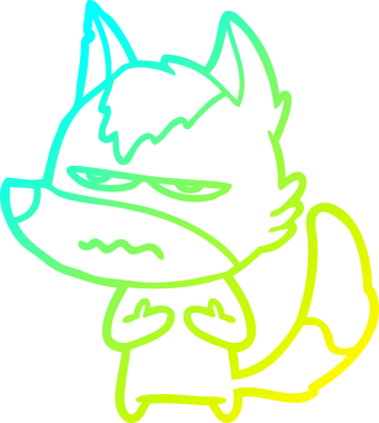 Bir insan tarafından çizilmiş, kızgın bir kurdun soğuk çizgi çizimi.